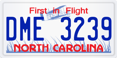 NC license plate DME3239