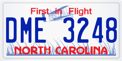 NC license plate DME3248