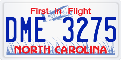 NC license plate DME3275