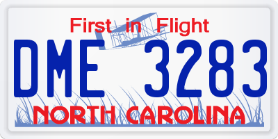 NC license plate DME3283
