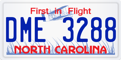 NC license plate DME3288