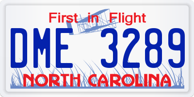 NC license plate DME3289
