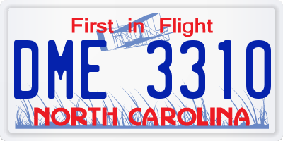 NC license plate DME3310