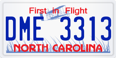 NC license plate DME3313