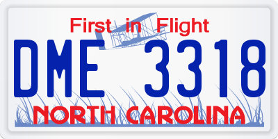 NC license plate DME3318