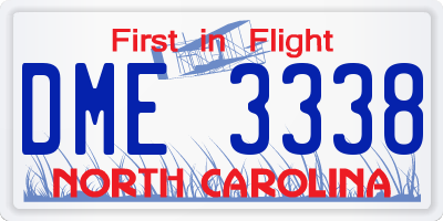 NC license plate DME3338