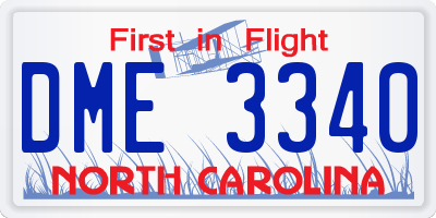 NC license plate DME3340