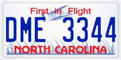NC license plate DME3344
