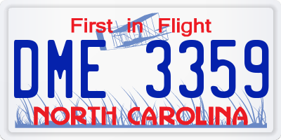 NC license plate DME3359