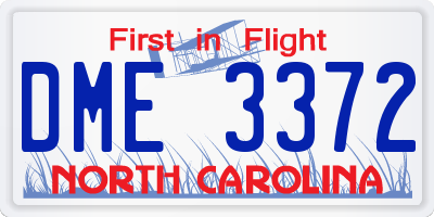 NC license plate DME3372