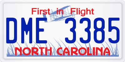 NC license plate DME3385