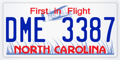 NC license plate DME3387