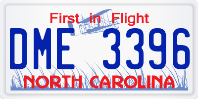 NC license plate DME3396