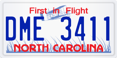 NC license plate DME3411