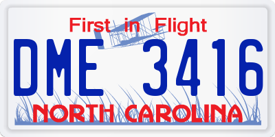 NC license plate DME3416