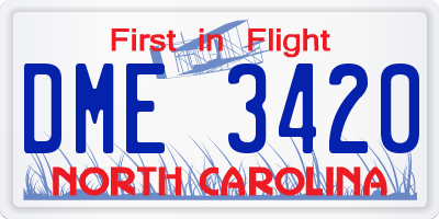 NC license plate DME3420