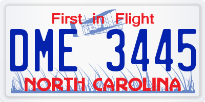 NC license plate DME3445