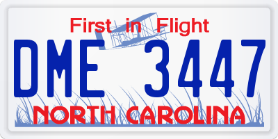 NC license plate DME3447