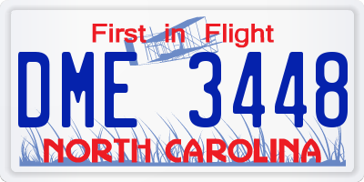 NC license plate DME3448