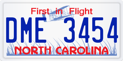 NC license plate DME3454