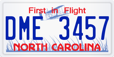 NC license plate DME3457