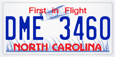 NC license plate DME3460