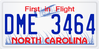 NC license plate DME3464