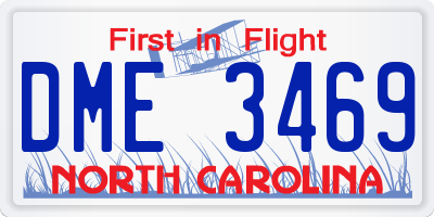 NC license plate DME3469