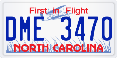 NC license plate DME3470