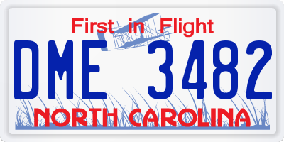NC license plate DME3482