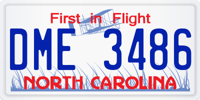 NC license plate DME3486