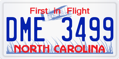 NC license plate DME3499