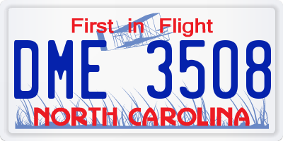 NC license plate DME3508