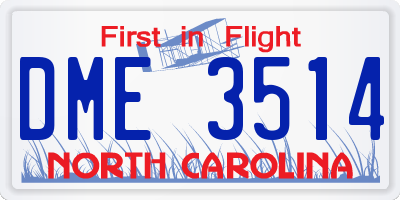 NC license plate DME3514