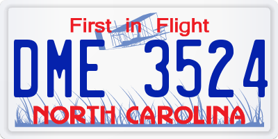NC license plate DME3524