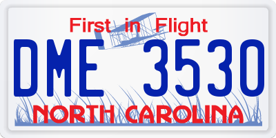 NC license plate DME3530