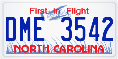NC license plate DME3542