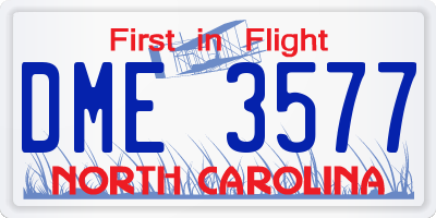NC license plate DME3577