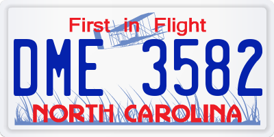 NC license plate DME3582