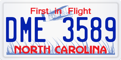 NC license plate DME3589
