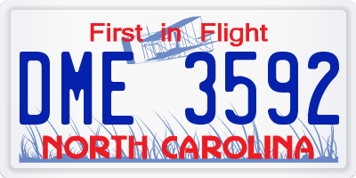 NC license plate DME3592