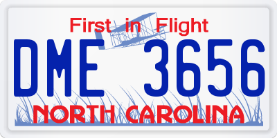 NC license plate DME3656