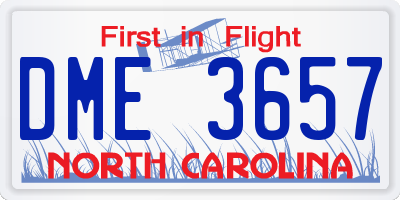 NC license plate DME3657