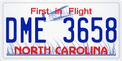 NC license plate DME3658