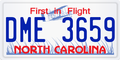 NC license plate DME3659