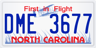 NC license plate DME3677