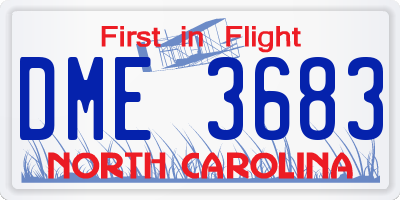 NC license plate DME3683