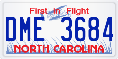 NC license plate DME3684