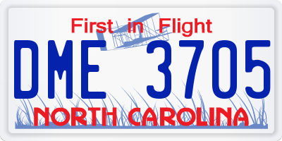 NC license plate DME3705