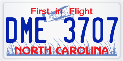 NC license plate DME3707